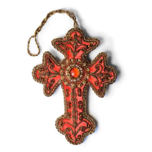 Croix Décoration velours Sienne