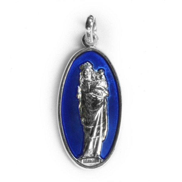 Médaille, Argent émaillé bleu translucide